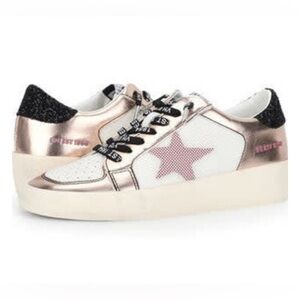 Vintage Havana Rose Gold Metallic & White Star Sneakers